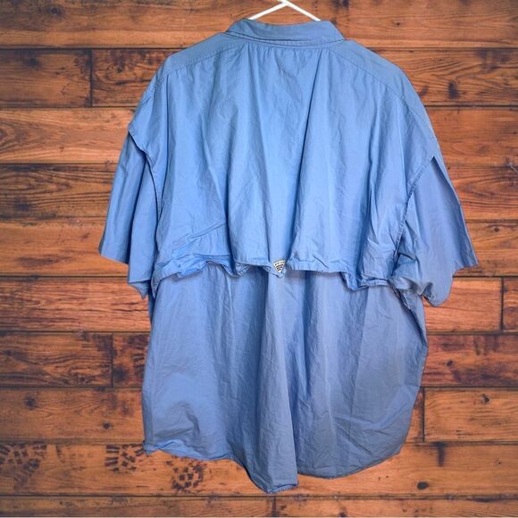 5 for $25🔥Columbia Button Front Blue Short Sleeve Shirt 3X - Picture 2 of 6